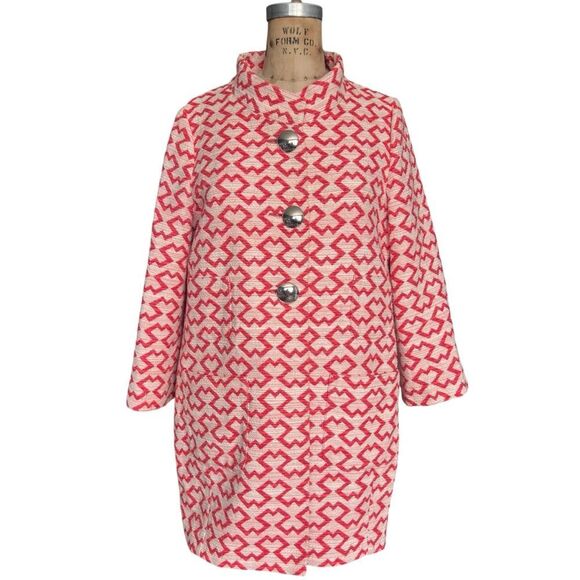 Caroline Biss Pink Geometric Button-Up Coat Size 36 US S - Picture 1 of 8